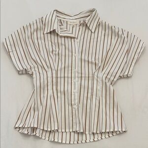 Versona White and Brown Striped Blouse